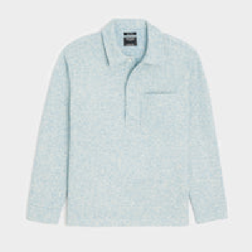 Todd Snyder Knitted Polo Shirt Wool Steel Blue