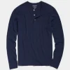 todd snyder Jersey Long Sleeve Henley in Navy color