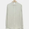 linen dress shirt Merino Spread Collar Dress in Khaki