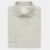 linen dress shirt Merino Spread Collar Dress in Khaki