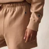 linen shorts Fleece Relaxed todd Short in Camel color