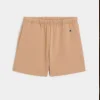 linen shorts Fleece Relaxed todd Short in Camel color